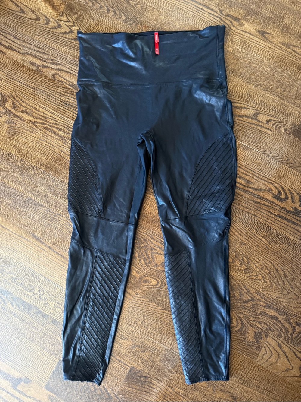SPANX Black Faux Leather Moto Leggings